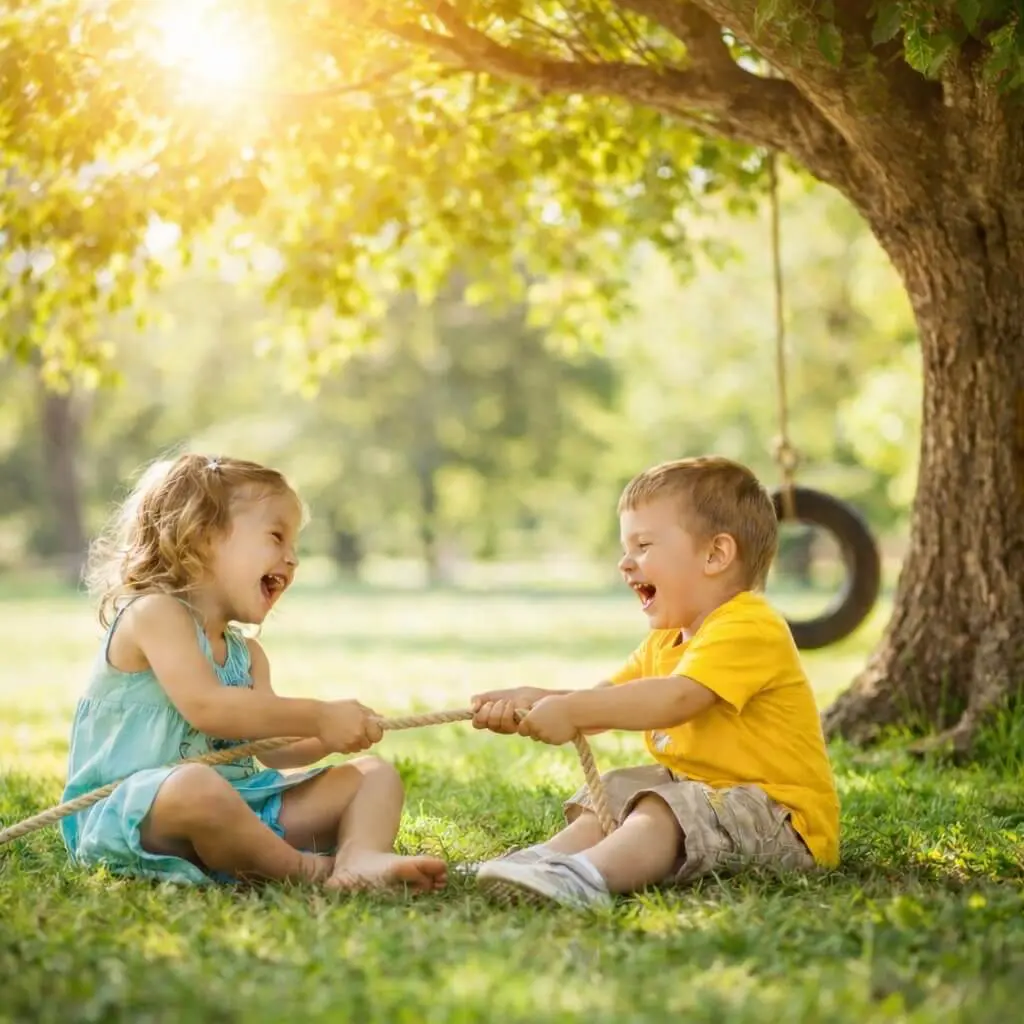 Crianças brincando felizes ao ar livre — Clarivita Centro Pediátrico em Natal RN